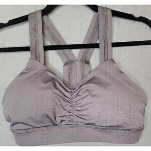 Handful S Gray Ruched Front High Impact Y-back detailed Padded Sports Bra EUC!